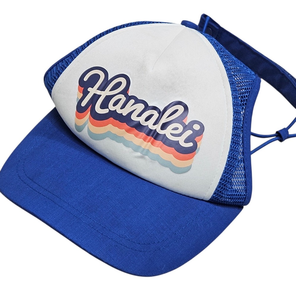 Pup Life Hanalei Dog‎ Trucker Hat Blue White Mesh Adjustable Cap XL Summer